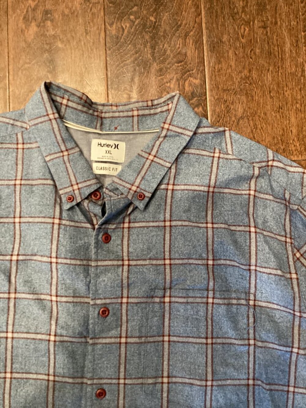 Hurley Men's XXL Plaid Button-Down Shirt Long Sleeve 100% Cotton